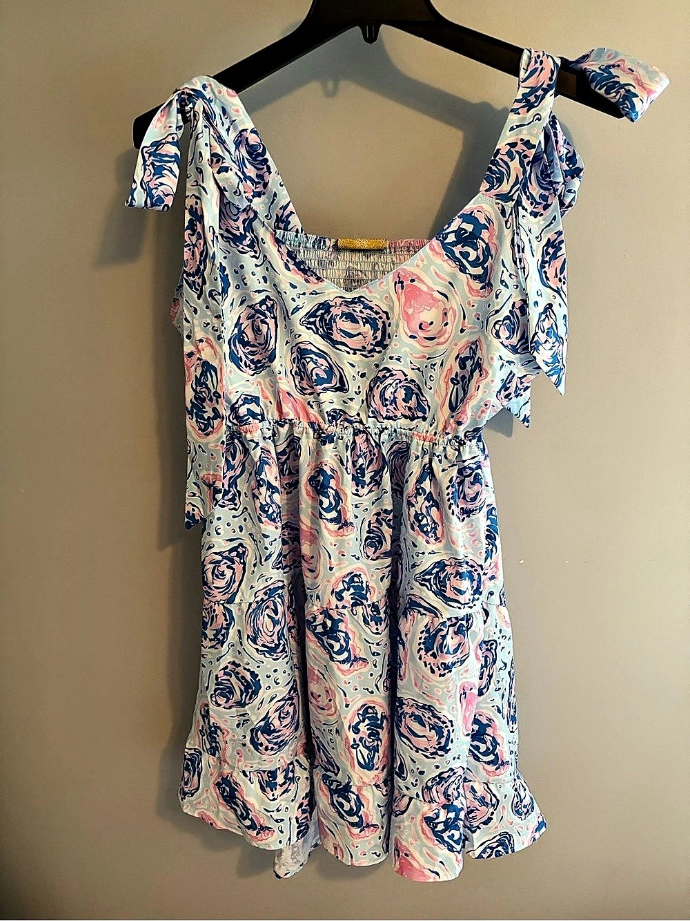 Simply Southern Cutout Oyster XXL Abstract Cutout Mini Dress in Blue & Pink XXL